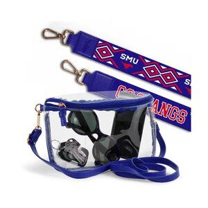 SMU Clear Stadium Crossbody Bag – Mustangs Logo Strap | Includes 2 Straps